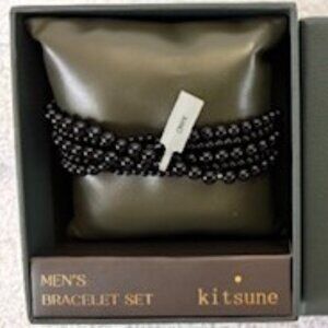 kitsune 5 (separate) strands of men's onyx bead bracelet(s) New in Box
